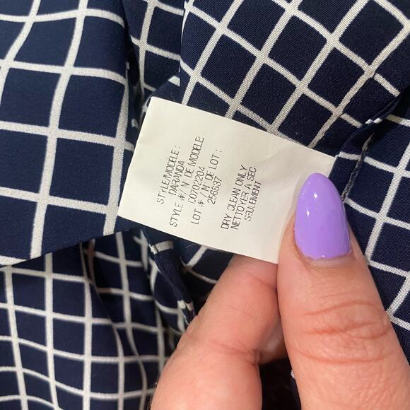 Theory Daranda 100% Silk Navy & White Windowpane Jumpsuit - Picture 5 of 10